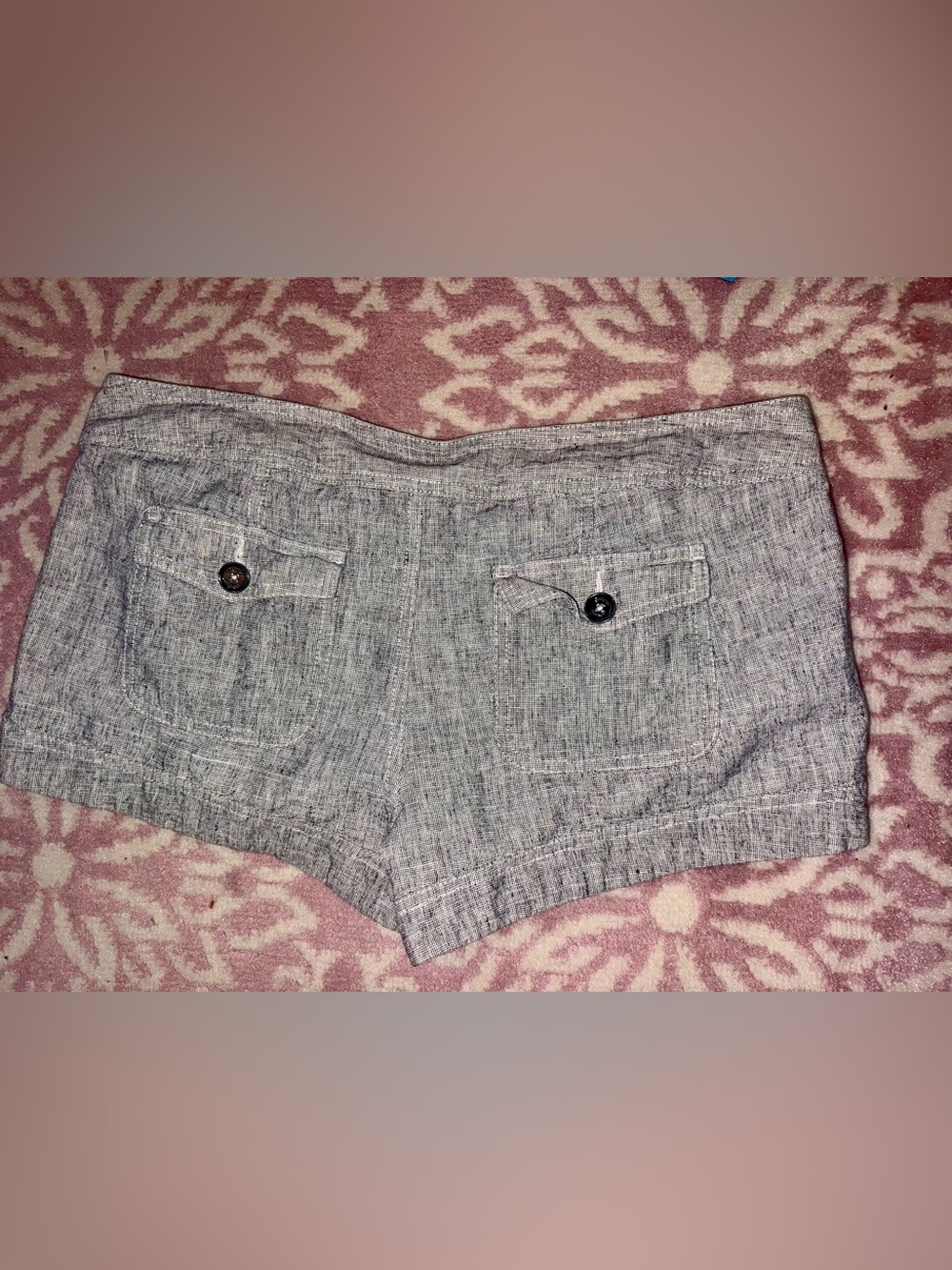 Express Linen Blend Sailor Button Shorts Gray Linen Blend Size 12 - Picture 2 of 3